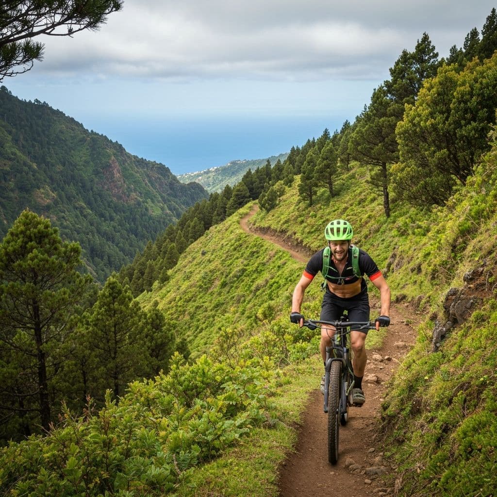 Mountain biking in Madeira's Laurissilva forest